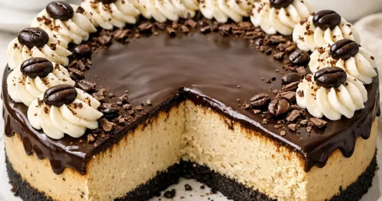 Espresso Cheesecake mit Oreo-Boden und Schokoganache