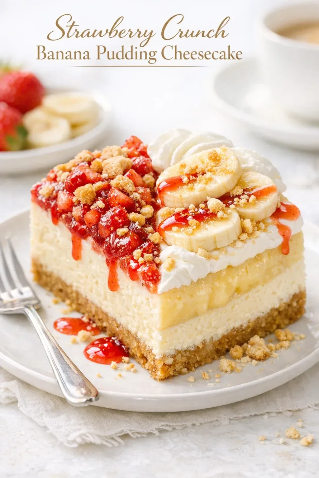 Strawberry Crunch Banana Pudding Cheesecake