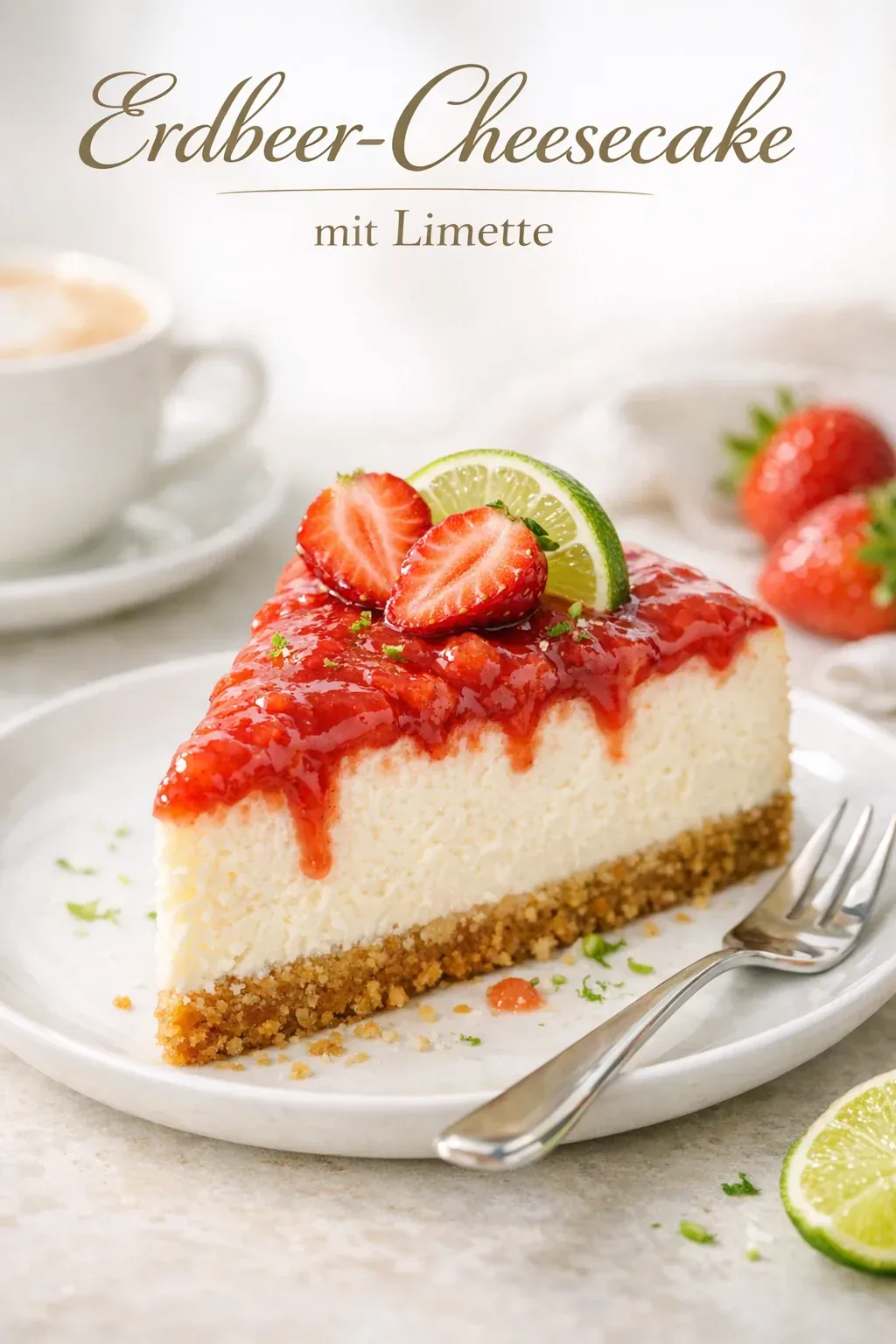 Erdbeer-Limetten-Cheesecake mit gebackener Frischkäsecreme