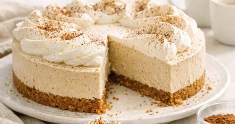 No-Bake Coffee Cheesecake mit Biscoff-Boden