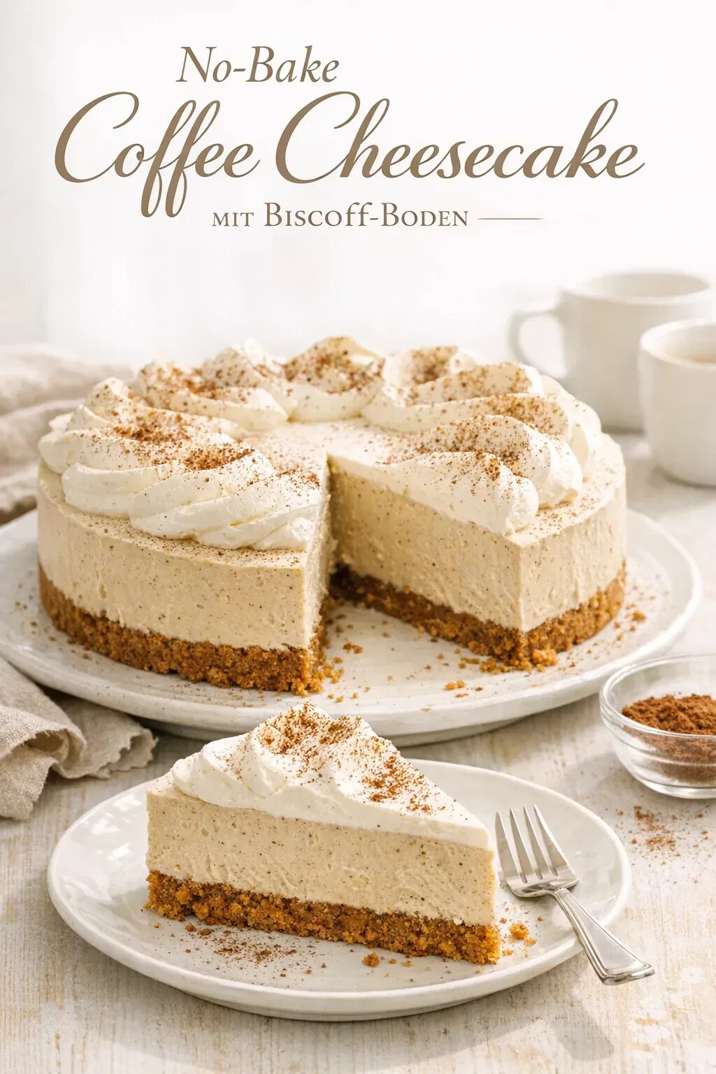 No-Bake Coffee Cheesecake mit Biscoff-Boden