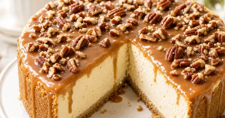 Instant-Pot-Salted-Caramel-Cheesecake mit Pekannüssen
