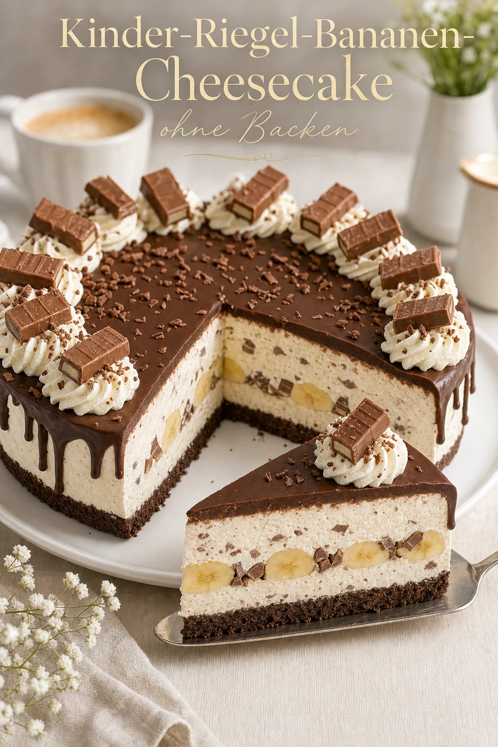 Kinder-Riegel-Bananen-Cheesecake ohne Backen